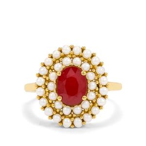 Burmese Ruby & Kaori Cultured Seed Pearl 9K Gold Ring