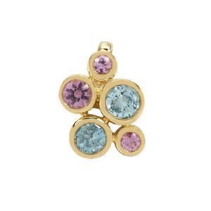Blue Lagoon Diamond & Pink Sapphire 9K Gold Pendant ATGW 0.40ct