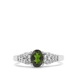 Chrome Diopside & White Topaz Sterling Silver Ring ATGW 1.12cts