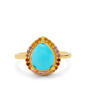 Sleeping Beauty Turquoise and Kaleidoscope Gemstone Midas Ring 2.45ct