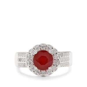 Bemainty Ruby Ring with White Zircon in Sterling Silver 1.75cts