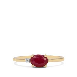 Burmese Ruby Ring with White Zircon in 9K Gold 0.95ct