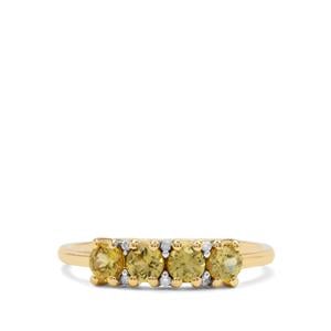 Mansanite™ Ring with Diamond in 9K Gold 0.80ct