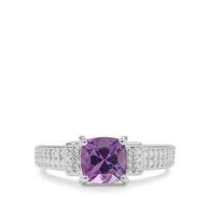 Moroccan Amethyst & White Zircon Sterling Silver Ring ATGW 1.45cts