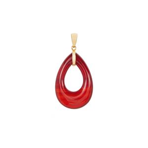 18ct Red Onyx Gold Tone Sterling Silver Pendant