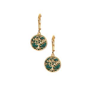 5.50ct Congo Malachite Gold Tone Sterling Silver Tree of Life Earrings