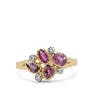 Sakaraha Pink Sapphire & White Zircon 9K Gold Ring ATGW 1.45cts