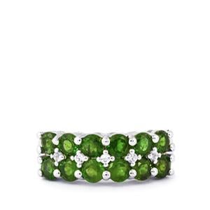 Chrome Diopside & White Topaz Sterling Silver Ring ATGW 2.38cts