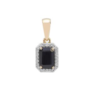 Ethiopian Blue Sapphire Pendant with White Zircon in 9K Gold 1.35cts