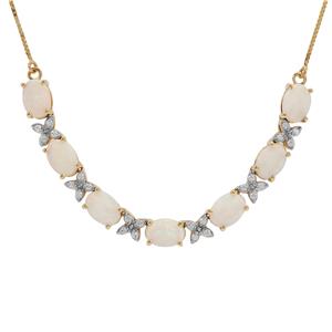 Coober Pedy Opal & White Zircon 9K Gold Tomas Rae Necklace ATGW 3.75cts