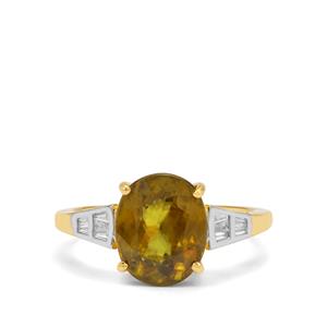Ambilobe Sphene & Diamond 18K Gold Tomas Rae Ring MTGW 4.30cts