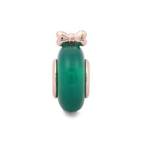 Green Onyx Kama Bead Charm in Rose Gold Flash Sterling Silver 8.24cts