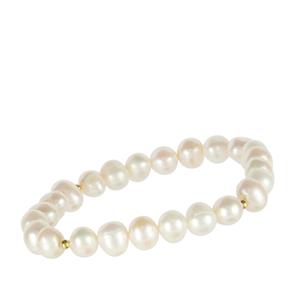 Freshwater Cultured Pearl Sterling Silver Stretchable Bracelet (6x8mm)