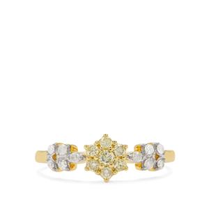 1/3ct Yellow, White Diamond 9K Gold Ring 