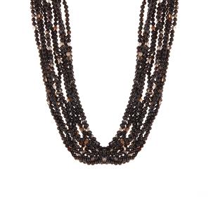 386.95ct Black Agate Sterling Silver Bead Necklace