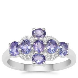 Tanzanite Ring with White Zircon in Sterling Silver 1.25cts