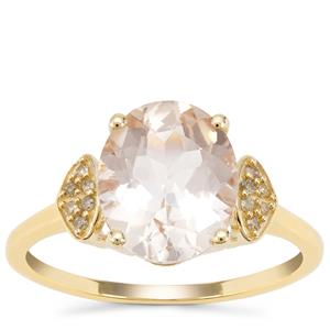 Champagne Danburite Ring with Champagne Diamond in 9K Gold 3.20cts