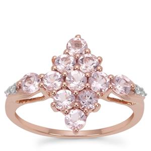 Pink Morganite Ring with White Zircon in 9K Rose Gold 1.10cts