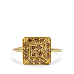3/4ct Cape Champagne Diamonds 9K Gold Ring
