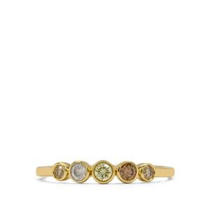 1/4ct Golden Ivory Diamonds & Multi Diamonds 9K Gold Ring 
