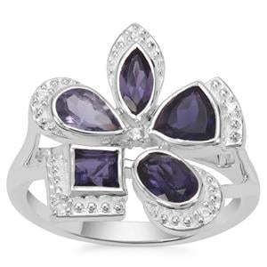Bengal, Ajmer Iolite Ring with White Zircon in Sterling Silver 1.49cts
