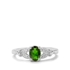 Chrome Diopside & White Zircon Sterling Silver Ring ATGW 0.84ct
