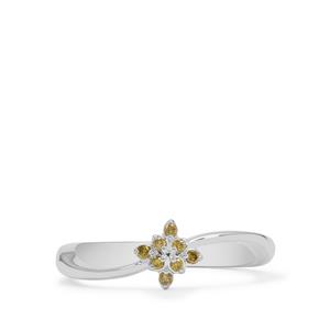Yellow Diamond Ring in Sterling Silver 0.10ct
