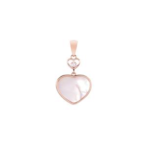 Mother of Pearl & White Zircon Rose Gold Tone Sterling Silver Pendant (14mm x 12mm)