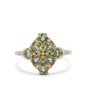 Green Sapphire & Diamond 9K Gold Ring ATGW 2.04cts