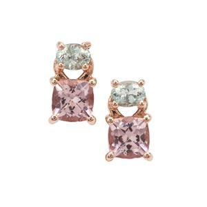 Cherry Blossom Morganite Earrings with Aquaiba™ Beryl in 9K Rose Gold 1.20cts