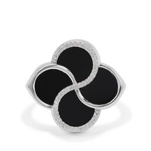 Black Onyx & White Zircon Sterling Silver Ring ATGW 3.60cts