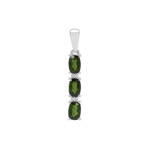 Chrome Diopside & White Zircon Sterling Silver Pendant ATGW 1.80cts