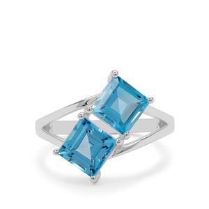 3.41ct Swiss Blue Topaz Sterling Silver Ring