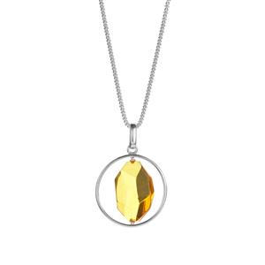 Baltic Cognac Amber Slider Necklace in Sterling Silver (25x16mm)