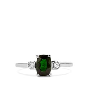 Chrome Diopside & White Zircon Sterling Silver Ring ATGW 0.98cts