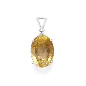 Rutilite Pendant with White Topaz in Sterling Silver 11.89cts