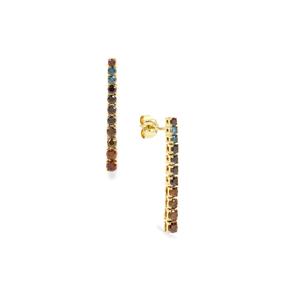 1ct Multi-Colour Diamond 9K Gold Tomas Rae Earrings 