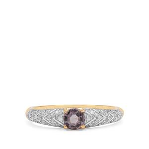 Burmese Grey Spinel Ring with White Zircon in 9K Gold 0.65ct