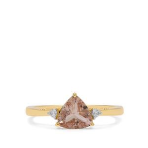 Nigerian Morganite Ring with White Zircon in 9K Gold 1.10cts