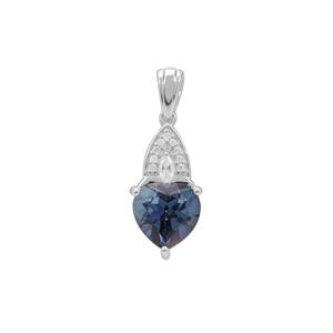Hope Topaz Pendant with White Zircon in Sterling Silver 3.40cts