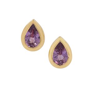 0.75ct Unheated Purple Sapphire 9K Gold Earrings