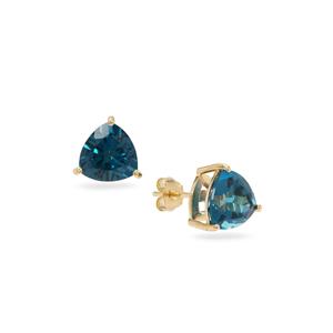 4.25cts London Blue Topaz 9K Gold Earrings 