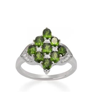 Chrome Diopside & White Topaz Sterling Silver Ring ATGW 2.71cts