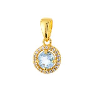 0.78cts Sky Blue and White Topaz Gold Tone Sterling Silver Pendant  