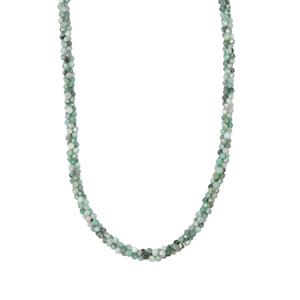  Zambian Emerald Twisted 3 Row Bead Necklace in Sterling Silver 46.90ct