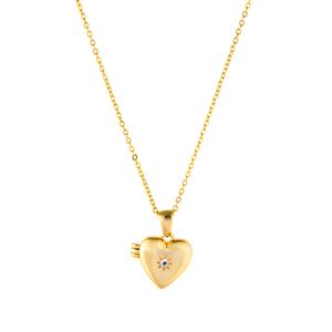 'The Heart Of Your Story' White Topaz Locket Necklace in Gold Tone Sterling Silver
