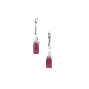 Bharat Ruby Earrings with White Zircon in Sterling Silver 2.65cts