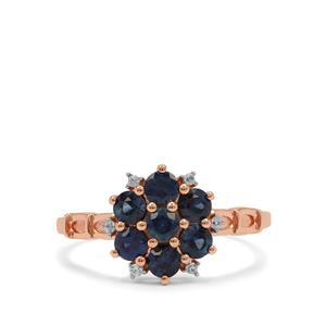 Australian Blue Sapphire Ring with White Zircon in 9K Rose Gold 1.05cts
