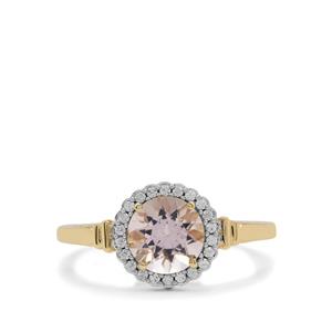 Nigerian Morganite Ring with White Zircon in 9K Gold 1.30cts