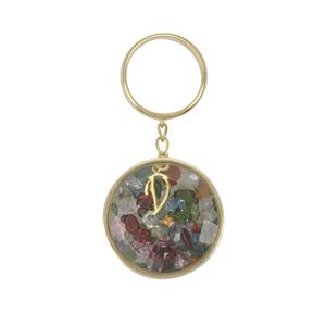Through the looking Glass' Multi Color Gemstones Gold Overlay Brass Destello Ring Scarf